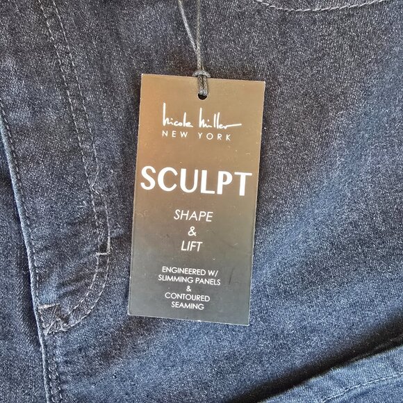 Nicole Miller SOHO High Rise Skinny Sculpt Shape & Lift Dark Denim Jeans Size 16 - Picture 3 of 12